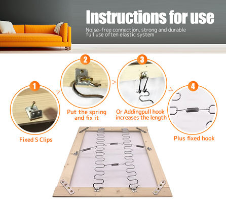 Clip de ressort en acier à haute teneur en carbone, revêtu de zinc, à 4 trous, pour l'entretien du cadre du canapé et la fixation du ressort en zigzag