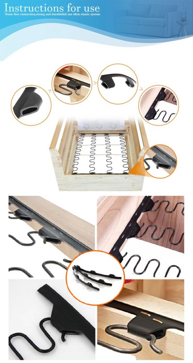 Accessoires de meubles en gros Cadre de canap&eacute; Fixation Clip de fixation en plastique Bande pour ressorts en zigzag 4